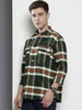 Men's Green Regular Fit Checked Casual Shirt