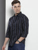 Men's Purple Slim Fit Striped Casual Shirt