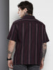 Men's Black Relaxed Fit Striped Resort Wear Shirt