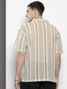 Men's Off White Relaxed Fit Textured Resort Wear Shirt