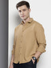 Men's Khaki Relaxed Fit Solid Resort Wear Shirt