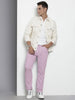 Men's Purple Straight Fit Textured Trousers