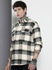 Men's Grey Regular Fit Checked Casual Shirt