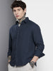 Men's Blue Relaxed Fit Solid Resort Wear Shirt