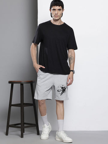 Men's Grey Relaxed Fit Character Superman Printed Shorts