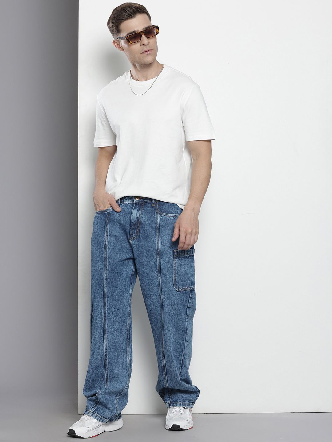 Men's Blue Wide Leg Fit Utility Jeans