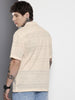 Men's Cream Relaxed Fit Textured Textured Shirt
