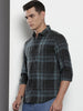 Men's Black Slim Fit Checked Casual Shirt