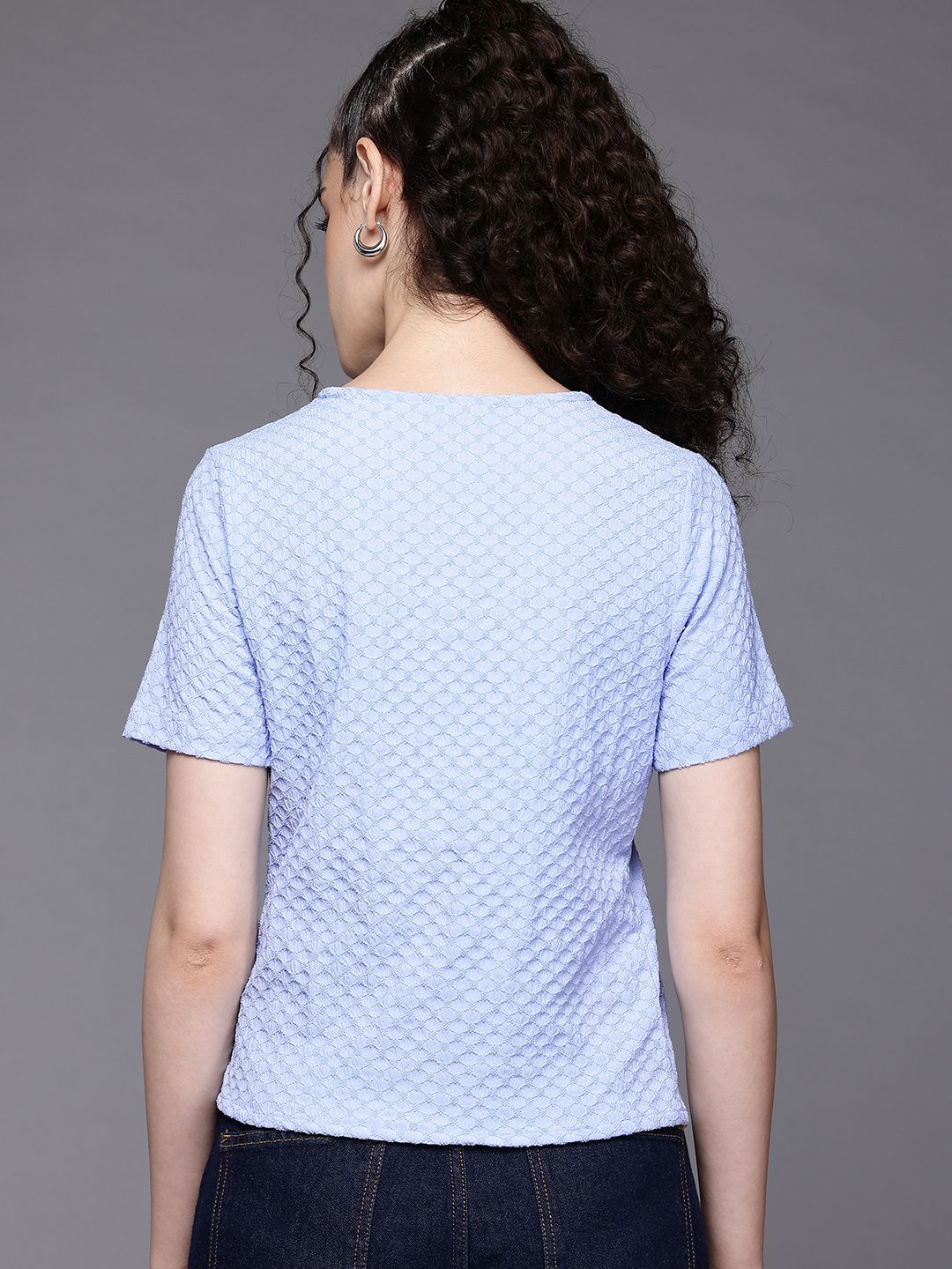 Freehand by The Indian Garage Co Women Regular Fit Textured Asymmetric Top