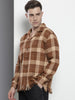 Men's Brown Relaxed Fit Checked Bohemian Shirt
