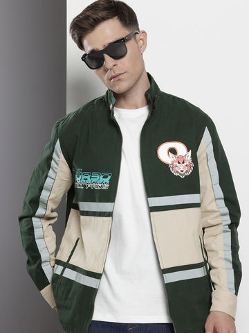Men's Green Regular Fit Graphic Printed Street Wear Shirt