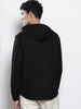 Men's Black Regular Fit Textured Hooded T-Shirt