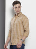 Men's Khaki Slim Fit Checked Casual Shirt