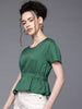 Freehand by The Indian Garage Co Women Fit and Flare Textured Cinched Waist Top