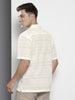 Men's White Relaxed Fit Textured Textured Shirt