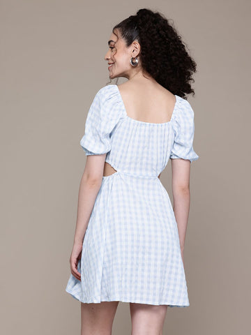 Freehand Women Fit and Flare Textured Cut Out Dress