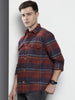 Men's Red Regular Fit Checked Casual Shirt