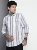 Men's White Slim Fit Striped Casual Shirt