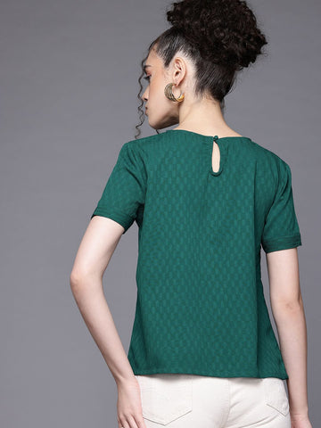 Freehand by The Indian Garage Co Women Relaxed Fit Textured Ruched Top