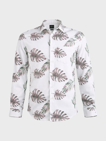 Men's White Slim Fit Printed Casual Shirt