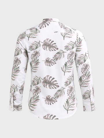 Men's White Slim Fit Printed Casual Shirt