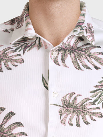 Men's White Slim Fit Printed Casual Shirt