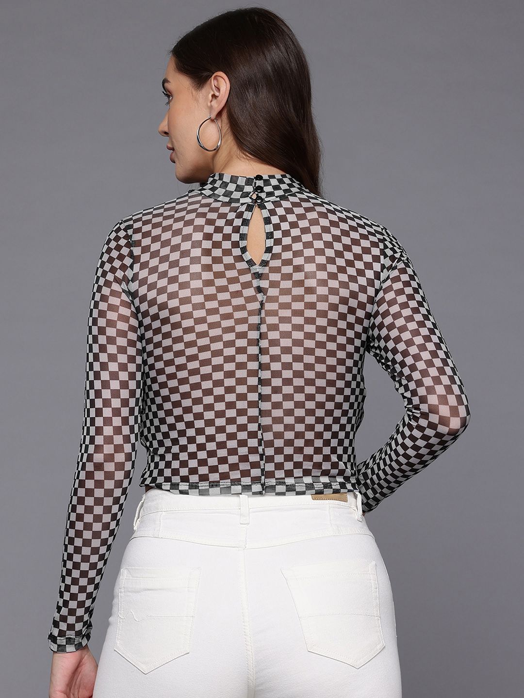 Freehand by The Indian Garage Co Women Fitted Checked Party Regular Top
