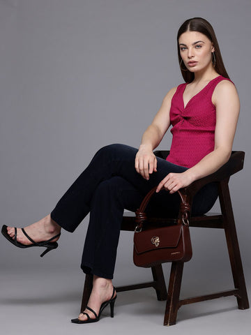 Freehand by The Indian Garage Co Women Fitted Textured Tank Top