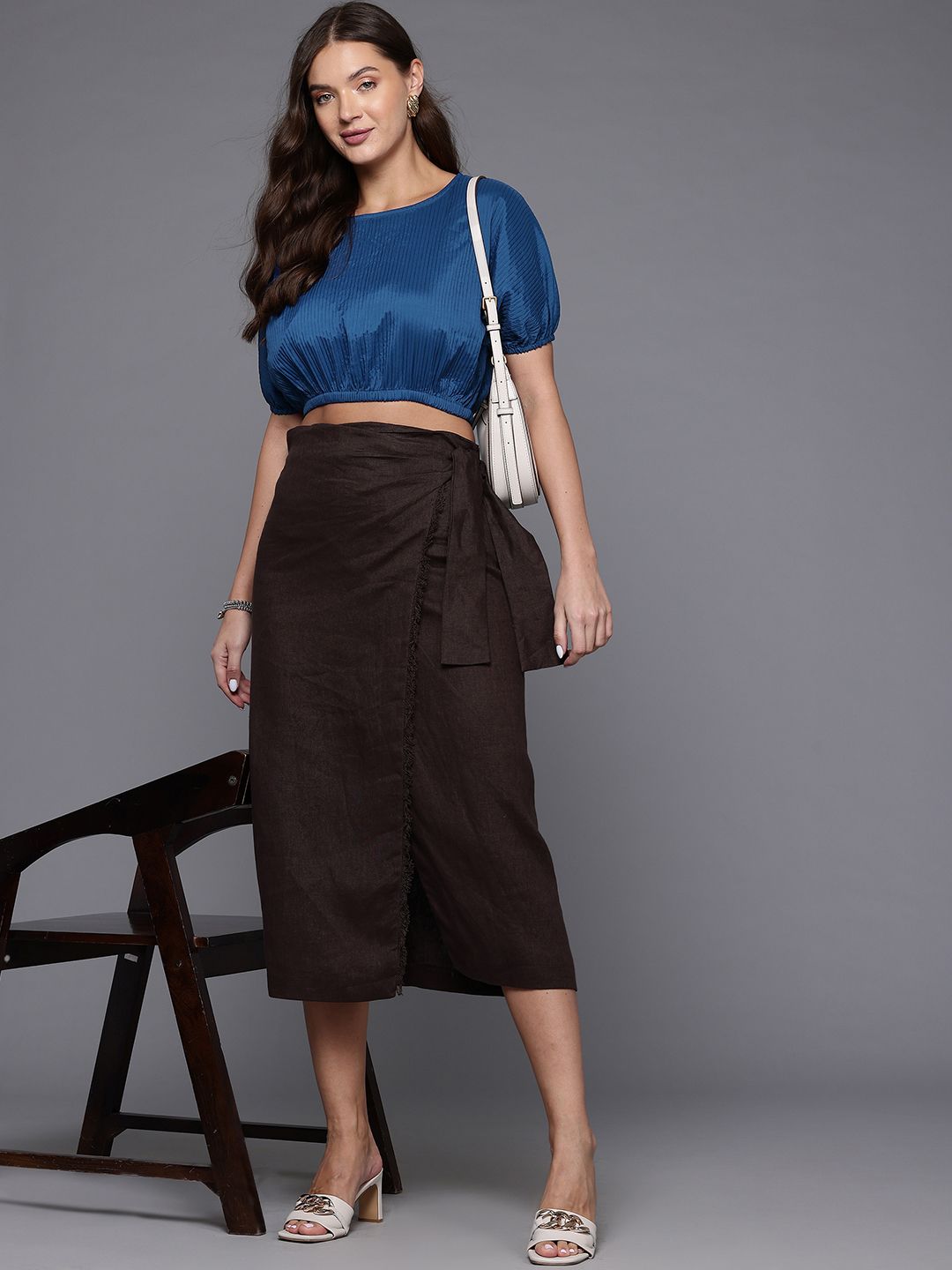 Freehand by The Indian Garage Co Women Loose Fit Textured Crop Top