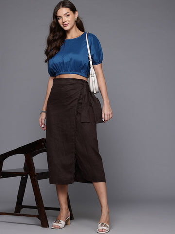 Freehand by The Indian Garage Co Women Loose Fit Textured Crop Top