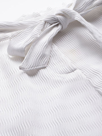 Women's White Regular Fit Casual Trousers