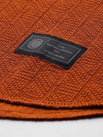 Men's Rust Regular Fit Textured Hooded T-Shirt