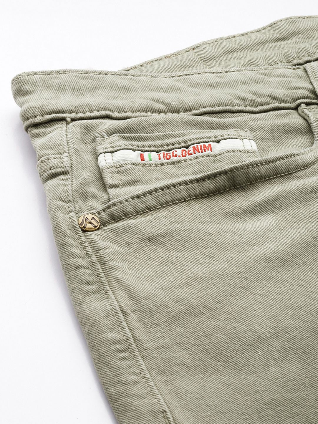 Men's Green Slim Fit Casual Jeans