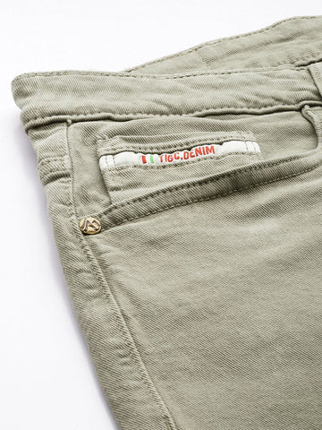 Men's Green Slim Fit Casual Jeans