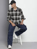 Men's Grey Relaxed Fit Checked Bohemian Shirt