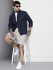 Men's Navy Blue Regular Fit Textured Textured Shirt