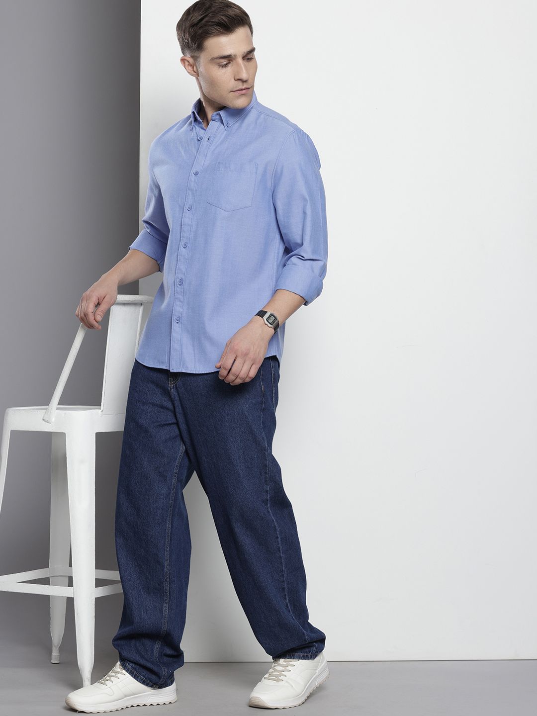 Men's Purple Slim Fit Solid Casual Shirt
