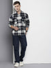 Men's Navy Blue Regular Fit Checked Casual Shirt