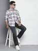 Men's White Slim Fit Checked Casual Shirt