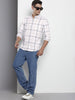 Men's White Slim Fit Checked Casual Shirt