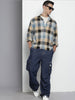 Men's Khaki Relaxed Fit Checked Bohemian Shirt