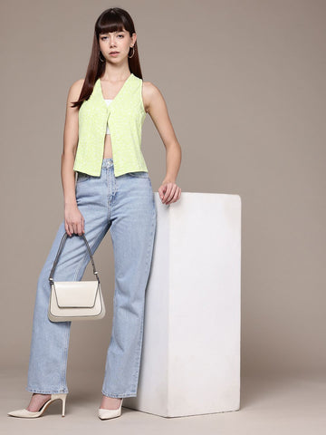 Freehand by The Indian Garage Co Women Fitted Textured Cinched Waist Top