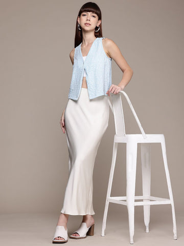 Freehand by The Indian Garage Co Women Fitted Textured Cinched Waist Top