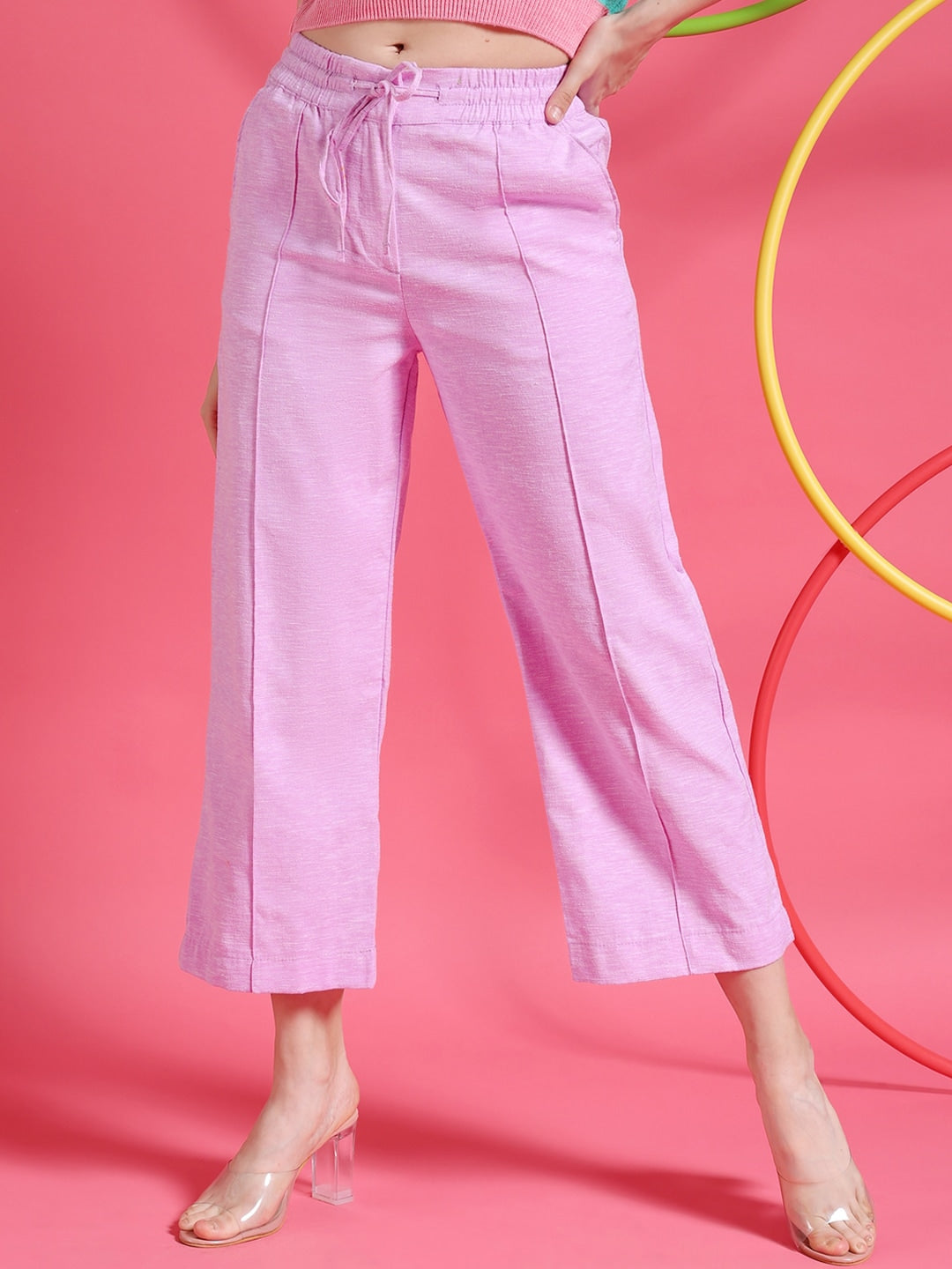 Shop Women Pintuck Elasticated Waist Trousers Online.