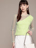 Freehand by The Indian Garage Co Women Fitted Textured Mesh Sheer Top