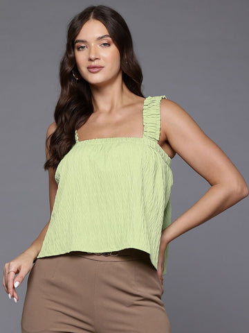 Freehand by The Indian Garage Co Women Loose Fit Textured Cami Top