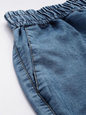 Men's Blue Solid Boxy Fit Coordinates