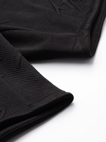 Men's Black Self Design Relaxed Fit Coordinates