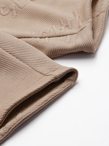 Men's Beige Self Design Relaxed Fit Coordinates