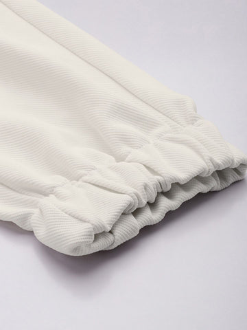 Men's White Relaxed Fit Textured Cargo Joggers